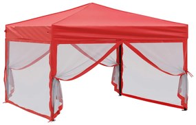 Tenda para festas dobrável com paredes laterais 3x3 m vermelho