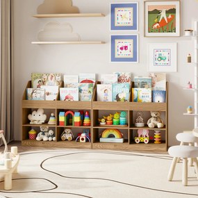 Estante Infantil Organizadora de Brinquedos 90 x 34 x 80 cm com 4 Compartimentos Abertos Estilo Natural