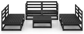 7 pcs conjunto lounge de jardim pinho maciço preto