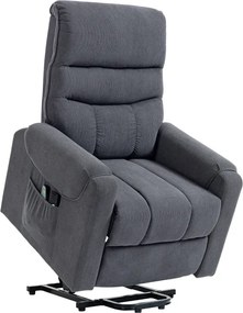 Poltrona Levanta Pessoas com Reclinação Elétrica em até 135° e com 8 Zonas de Massagem 83x92x110 cm Cinza