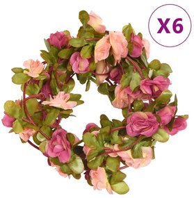 Grinaldas de flores de Natal 6 pcs 250 cm vermelho rosado