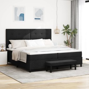 vidaXL Cama Box com Colchão e Banco Preto 200x200 cm Tecido