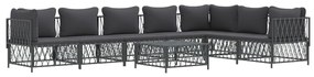 8 pcs conjunto lounge de jardim com almofadões aço antracite