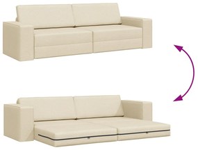 Sofá Cama 2-em-1 Creme 245x150x60.5 cm Tecido