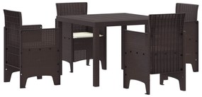 vidaXL Conjunto de Jantar para Jardim 5 pcs Castanho Polipropileno