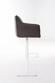 Banco de bar Damaso em couro sintético e com estrutura branca 64 x 88-113 x 45 cm Castanho