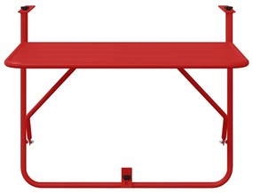Mesa de Balcão Suspensa vidaXL Dobrável Vermelha 60x40 cm Aço