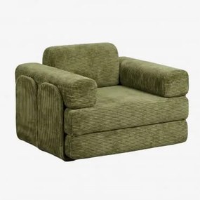 Poltrona-cama Em Veludo Cotelê Embalada A Vácuo Paoly Bombazina Verde Army - Sklum