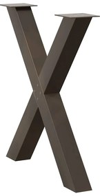 Pés para mesa de jantar em formato de X, 2 peças, aço natural, 80x(72-