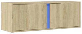 Móvel de parede p/ TV c/ luzes LED 100x31x35 cm carvalho sonoma