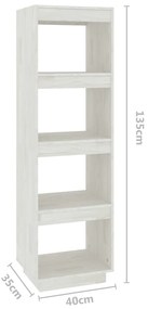 Estante/divisória 40x35x135 cm pinho maciço branco