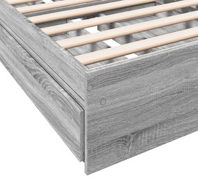 Estrutura de cama c/ gavetas derivados madeira cinza sonoma