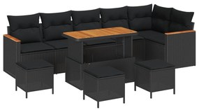 vidaXL Conjunto de Sofá de Jardim 10 pcs Preto Rattan Sintético