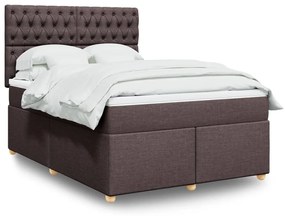 vidaXL Cama com molas/colchão 140x200 cm tecido castanho-escuro