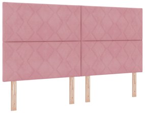 Cabeceira com Design de Blocos de Diamante em Rosa 180 cm de Veludo