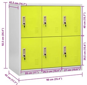 Cacifo 90x45x92,5 cm aço cinzento-claro e verde