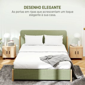 Conjunto de 2 Mesas de Cabeceira com Portas Deslizantes 2 Prateleiras e Pés em Aço Estilo Escandinavo 48x40x48 cm Madeira