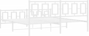 Estrutura de cama com cabeceira e pés 183x213 cm metal branco