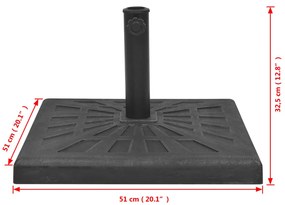 Base para guarda-sol em resina quadrado preto 19 kg