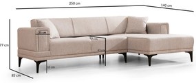 Sofá-Cama de Canto Horizon – Castanho Claro – 250x140 cm