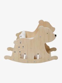 Urso polar baloiço, em madeira FSC® bege medio liso com motivo