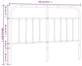 Cabeceira de cama 150 cm metal preto