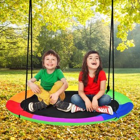 Conjunto de baloiço de 100 cm de baloiço de disco para crianças com tubo revestido de espuma galvanizada Desenho reversível Verde