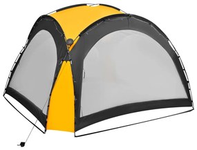 Tenda festas com LED e 4 paredes laterais 3,6x3,6x2,3 m amarelo