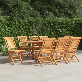 vidaXL Cadeiras de jardim dobráveis 8 pcs 47x63x90 cm teca maciça