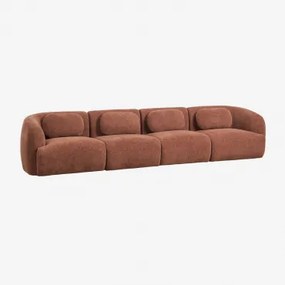 Sofá Modular De 4 Peças Em Chenille Coquette Chenille Castanho Ferrugem - Sklum
