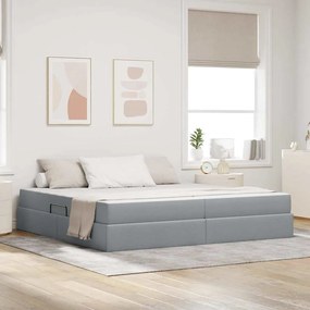 vidaXL Cama com arrumação e colchão Cinzento-claro 200 x 200 cm
