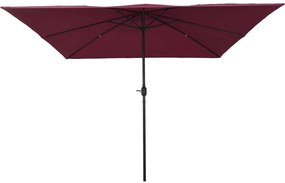 Parasol de Jardim Quadrado vidaXL 295x245 cm Vermelho Bordeaux