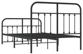 Estrutura de cama com cabeceira e pés 120x200 cm metal preto