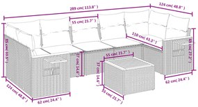 8 pcs conjunto sofás de jardim com almofadões vime PE preto