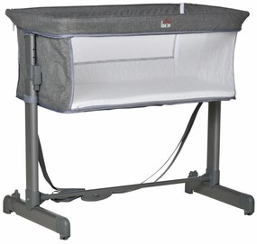 HOMCOM Berço de Bebé 2 em 1 Berço de Viagem Dobrável com Altura e Pés Ajustável em 5 Níveis Bolsa de Transporte até 9kg 86x50x83cm Cinza
