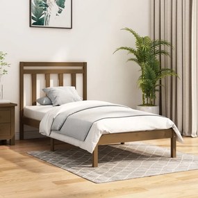 vidaXL Estrutura de cama 100x200 cm madeira maciça castanho mel
