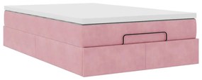 Estrutura de cama otomana com colchão 120x200 cm veludo rosa