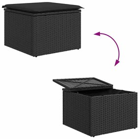 Conjunto de Sofá de Jardim com 8 Peças e Almofadas Preto Rattan Sintét
