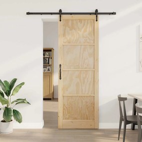 Porta Deslizante vidaXL com Conjunto de Ferragens 83x232 cm Madeira Maciça de Pinho