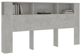 Armário de cabeceira 200x18,5x104,5 cm cinzento de betão