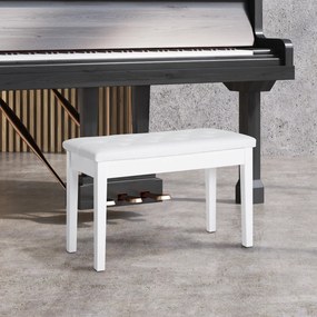 Banco para Piano com Espaço de Armazenamento Assento de Couro Sintético Acolchoado 76x36x50 cm Branco