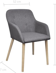 Cadeiras jantar 4 pcs tecido cinzento-claro e carvalho maciço