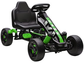 AIYAPLAY Kart a Pedais para Crianças a Partir dos 3 Anos Kart com Embraiagem Automática Travão Rodas Antiderrapantes em EVA e Estrutura Metálica Carga 50 kg 100x59x60,5 cm Verde