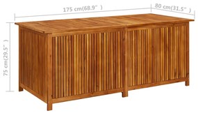 Caixa de arrumação p/ jardim 175x80x75 cm madeira acácia maciça
