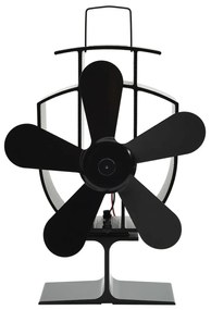vidaXL Ventilador de fogão alimentado a calor 5 lâminas preto