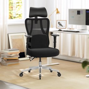 Cadeira de escritório ergonómica giratória, Ajuste versátil preta