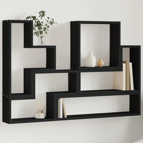 vidaXL Estante de parede 96x12x64 cm contraplacado preto