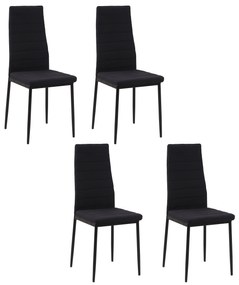 HOMCOM Conjunto de 4 cadeiras de jantar de linho estofadas com pernas de metal Cadeiras de jantar 41x50x97 cm Preto | Aosom Portugal