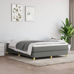 vidaXL Cama com molas/colchão 140x200 cm tecido cinzento-escuro