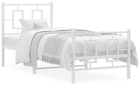 Estrutura de cama com cabeceira e pés 80x200 cm metal branco